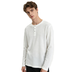<b>Men's</b> Regular Fit Long Sleeve Button Up <b>Henley</b> Shirt Solid Color Knitted Cotton Casual <b>Top</b> Autumn Wear - Product Image 4