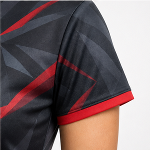 Polo Deportivo Personalizado para Mujer, Color Negro y Rojo, Corte Angular, Secado Rápido, Transpirable, Manga Corta, Uniforme para Golf y Tenis WPS-0788 - Product Image 6