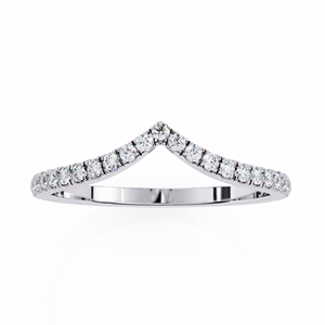 RAAMAA Pt950 Platinum Classic Pave Set V-Shaped <b>Stacking</b> Wishbone Band for Women Anniversary Bridal Jewel - Product Image 4