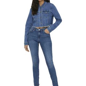 Élégant personnalisé pour femmes mince coton biologique tissé Denim veste recadrée décontracté épais vêtements d'extérieur printemps automne marques de mode en gros - Product Image 5