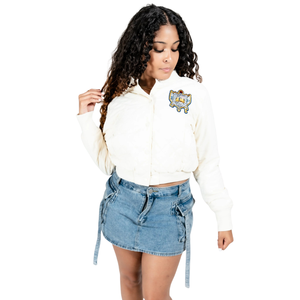 Women Cropped Quilted Bomber Jacket Lightweight Padded Zip Up <b>Coat</b> Stylish Casual Streetwear Fashion Outerwear Comfortable Short - Product Image 1