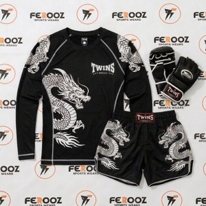 Conjunto de Ropa de Entrenamiento de Boxeo, Camiseta Deportiva de Manga Larga y Pantalones Cortos de Entrenamiento, Artes Marciales, Fitness, Ejercicio, Ropa Deportiva - Product Image 2