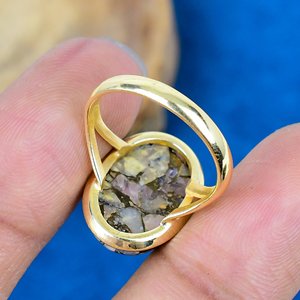 Natural Pink <b>Opal</b> Copper Cushion Shape Gemstone <b>Ring</b> 18k <b>Gold</b> Finish Oval 925 Sterling Silver - Product Image 4