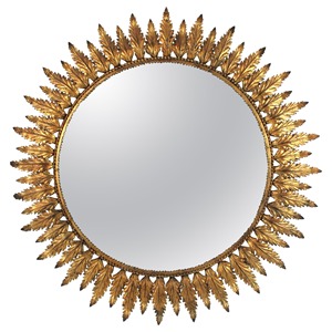 Wholeasale Customizable Round Brass Mirror With <b>Leaf</b> Design Traditional <b>Wall</b> <b>Decor</b> - Product Image 1