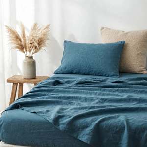 Parure de lit 4 pièces en lin de lin français 100% lavé à la pierre avec drap-housse, drap plat et 2 taies d'oreiller – Vente en gros - Product Image 2