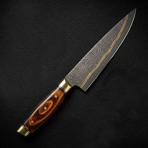 มีดเชฟอเนกประสงค์ลายดามัสกัสทองแดงคุณภาพสูง ดีไซน์สมดุล เหมาะสำหรับอุปกรณ์ครัวแคมป์ปิ้ง - Product Image 2