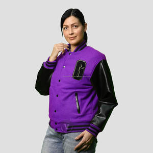 Veste de baseball unisexe en cuir de laine de qualité supérieure veste d'hiver Letterman personnalisée avec revêtement direct d'usine pour femmes - Product Image 2