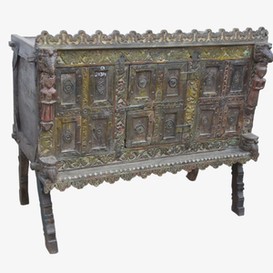 Haswani Handicrafts Antique Solid Wood Majuce <b>Chest</b> Handcrafted Rustic <b>Storage</b> Cabinet Vintage Carved Tribal Waterproof Durable - Product Image 1