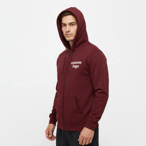 Sweat à capuche zippé en molleton 100% coton, impression logo personnalisée haute qualité, coupe ample pour homme, style décontracté, sweat à capuche homme personnalisable - Product Image 1