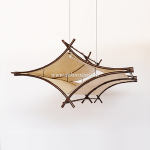Lámpara Colgante LED Rectangular de Bambú y Papel de Plátano Hecha a Mano, Tamaño Mediano, con Control Táctil, para Decoración de Interiores del Hogar - Product Image 4
