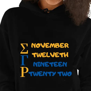 Sigma Gamma Rho January Hoodie <b>Black</b> Color Sorority Greek Letter Pullover Hooded <b>Sweatshirt</b> Custom Apparel Casual Fashion Street - Product Image 5