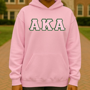 Sudadera con Capucha AKA con Letras Griegas, Sudadera de Felpa Premium, Ropa Personalizada para Hermandades, Sudadera Informal con Capucha para Mujer, Rosa Claro - Product Image 5