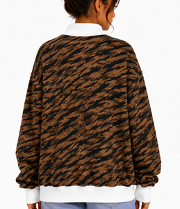 Sudadera de cuello alto gruesa para hombre y mujer, personalizada, extragrande, de forro polar, con ribete blanco - Product Image 4