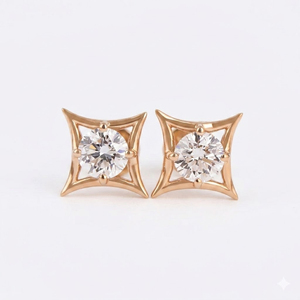 Luxury Ear Studs IGI Certified D Color VVS2 Grade 2CT Round Lab Created Diamond 18K Rose Gold Geometric Solitaire Stud <b>Earrings</b> - Product Image 1