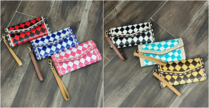 New Ladies Luxury RFID Blocking Tooled Checkered Leather Wristlet Clutch Fashion Genuine Leather Card Holder <b>Wallet</b> for Women's - Product Image 4