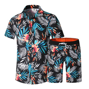 Hawaiian <b>Men's</b> Custom <b>Beach</b> Wear Set High Quality Button <b>Shirt</b> & Board Surf Shorts Floral Pattern Spandex Fabric Single Pack - Product Image 4