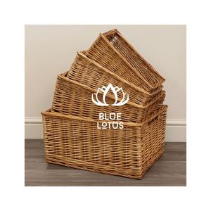 Plateaux en rotin emboîtables de qualité supérieure 2026 pour un rangement et une décoration gain de place, 100 % faits à la main, propres, sûrs et polyvalents pour la maison - Product Image 1