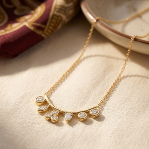 Magnifique collier de fiançailles tendance pour femme en or massif 10 carats avec diamant de laboratoire taille ronde - Cadeau d'anniversaire - Product Image 6