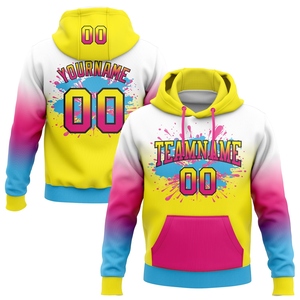 Vente en gros directe, Nouveau design industriel, Sweat à capuche tendance personnalisé avec dégradé blanc, jaune clair, rose vif, bleu ciel et noir - Product Image 1
