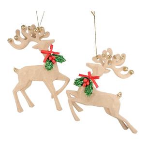 Hot sale Christmas New Year <b>Tree</b> Decoration Red <b>Light</b> Brown Beige Navy Blue Dark Brown Velvet Flocked Acrylic Reindeer Ornament - Product Image 3