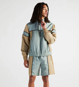 Ensemble de survêtement pour homme avec blocs de couleur, manches longues, fermeture éclair, col à capuche, respirant, 100% coton biologique, décontracté pour l'hiver - Product Image 2