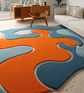 Alfombra multicolor de lana hecha a mano con diseño moderno de alta calidad, ecológica, para sala de estar, habitaciones infantiles, hoteles y oficinas. - Product Image 2