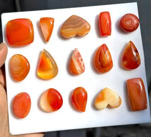 Carnelianes naturelles cabochon, pierres précieuses coupées en poire, ovales, en cœur, formes mélangées, rouge orangé, pierres lâches pour la fabrication de bagues, pendentifs et bijoux - Product Image 6