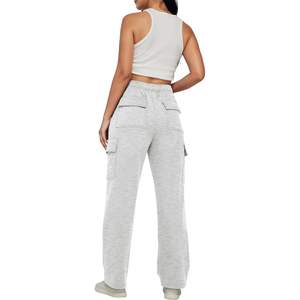 À la mode reine femmes XL Cargo pantalons de survêtement jambe large Baggy polaire taille haute sueurs avec poches respirant vêtements d'hiver - Product Image 2
