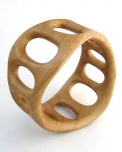 Juego de brazaletes de madera natural SOFIYA CRAFT para mujer, brazalete pulido de madera marrón con incrustaciones de circonita, regalo clásico - Product Image 2
