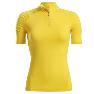 Yellow <b>Women's</b> <b>Quarter</b> <b>Zip</b> Short Sleeve Golf Pullover Shirt Lightweight Performance Sports Top Outdoor Training Wear Casual - Product Image 1