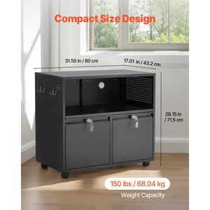 2 <b>Drawers</b> Metal Lateral <b>File</b> Cabinet with Adjustable Hanging Rods & Lock Wide Storage Filing Cabinets - Product Image 3
