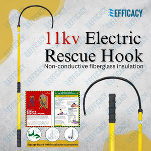 Gancho de Rescate Eléctrico de Fibra de Vidrio Aislante de Alto Voltaje de 11 kV, 7 Pies de Largo, con Tablero de Señalización y Kit de Instalación - Product Image 2
