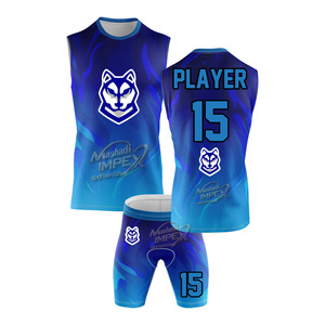 Ensemble de maillot de volley-ball Mashadi IMPEX, débardeur et short sublimés, sac à dos, logo loup bleu, joueur n°15, vêtements de sport anti-transpiration - Product Image 2
