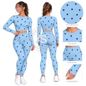 Conjunto de Yoga con Estampado Geométrico Personalizado para Mujer, Conjunto Deportivo Elástico en 4 Direcciones con Leggings de Cintura Alta y Top Corto - Product Image 2