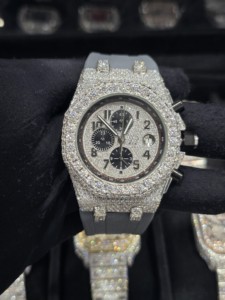 Nuevo Reloj de Pulsera Mecánico de Moda para Hombre, Colección Fancy Diamond, con Incrustaciones de Diamantes Redondos de Moissanita, Multifunciones, Correa de Goma Azul - Product Image 5