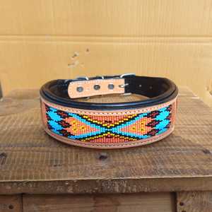 100% American Cow <b>Leather</b> Dog Collar Premium Quality Woven Work Top Solid Pattern Padded <b>Rivet</b> Customized Color Customized Brand - Product Image 2