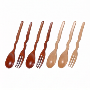 Ensemble de couverts en bois faits à la main, 12 pièces, finition naturelle, ensemble de couverts parfait pour les mariages, la table et l'hôtellerie - Product Image 1