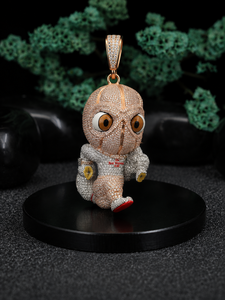 Pendentif Astronaute Cartoon Plaqué Or Rose Moissanite Sertie Luxe Hip Hop Collier en Argent 925 Unisexe Cadeau Anniversaire Mariage - Product Image 5