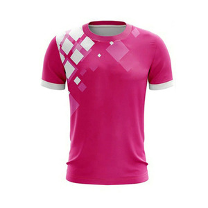 Men's Pink Geometric Pattern Short Sleeve O Neck Quick Dry Sports T-<b>Shirt</b> Regular Fit Sublimation Print <b>100</b>% <b>Polyester</b> - Product Image 1