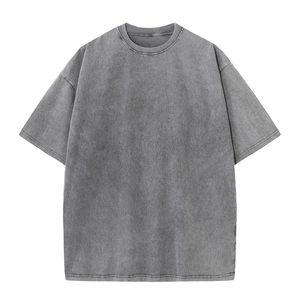 Camiseta de Algodón Gris Oversize de Último Diseño 2026 para Hombre, Cuello Redondo, Manga Corta, Estilo Casual, Aspecto Lavado, Diseño Liso - Product Image 1