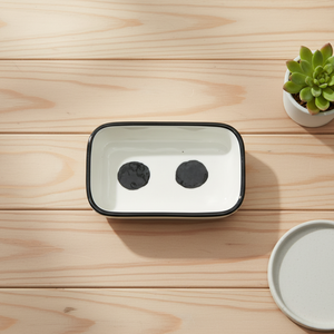 Plat à sauce rectangulaire en grès de qualité supérieure 3460903-9X6.5 avec décoration noire - Product Image 4