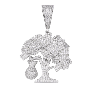 Colgante de Diamante Moissanite VVS en Plata S925 con Certificado IGI, Colgante de Diamante con Corte Baguette en Forma de Árbol Personalizado - Product Image 6