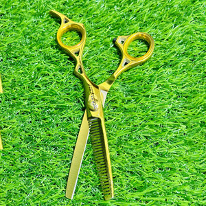 Ciseaux à effiler de haute qualité en acier inoxydable plaqué or pour usage domestique, outil professionnel de texturisation des cheveux, durable - Product Image 4