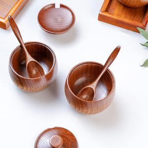 2 Pcs Acacia Wood Eco-Friendly Machine Crafted Stackable Moisture-Proof <b>Spice</b> <b>Jars</b> & Sugar Bowl Flip Top Lids for Pantry Storage - Product Image 3