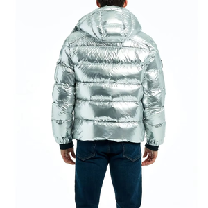 Men <b>Silver</b> <b>Puffer</b> <b>Jacket</b> Hooded Winter Down <b>Jacket</b> Waterproof Thick Warm Bubble <b>Jacket</b> Fashion Metallic Wholesale Supplier - Product Image 2