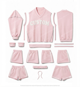 Conjunto de 2 Piezas para Mujer, Color Rosa, Suéter con Cuello en V y Pantalones Cortos por Encima de la Rodilla, Corte Holgado, Informal, Tejido de Algodón, Diseño Sólido, Transpirable y Ecológico - Product Image 6