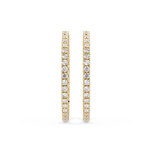 Boucles d'oreilles créoles longues inversées en argent 925 avec diamants de laboratoire taille ronde, boucles d'oreilles Huggies de mariée, bijoux de mariage, anniversaire - Product Image 1