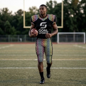ชุดยูนิฟอร์มอเมริกันฟุตบอลแบบกำหนดเองของ Goal Sports พิมพ์ลายดิจิทัล แห้งเร็ว ระบายอากาศได้ดี ผลิตจากโพลีเอสเตอร์ เสื้อทีม กางเกง BJJ ไซส์ใหญ่ - Product Image 4