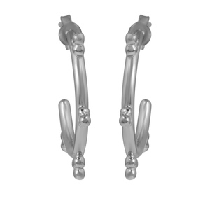 Pendientes de aro lisos de plata de ley S925, ligeros, con baño de rodio negro, los mejores pendientes de joyería fina al por mayor para regalos de mujer. - Product Image 1