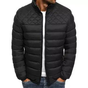 Men Premium Hooded Bubble Jacket <b>Waterproof</b> Breathable 100% Polyester <b>Warm</b> Quilted Lightweight Full Zip Winter Casual Regular - Product Image 2